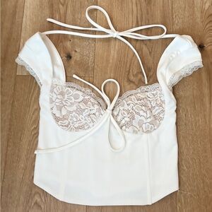 White Lace Bustier Halter Top
